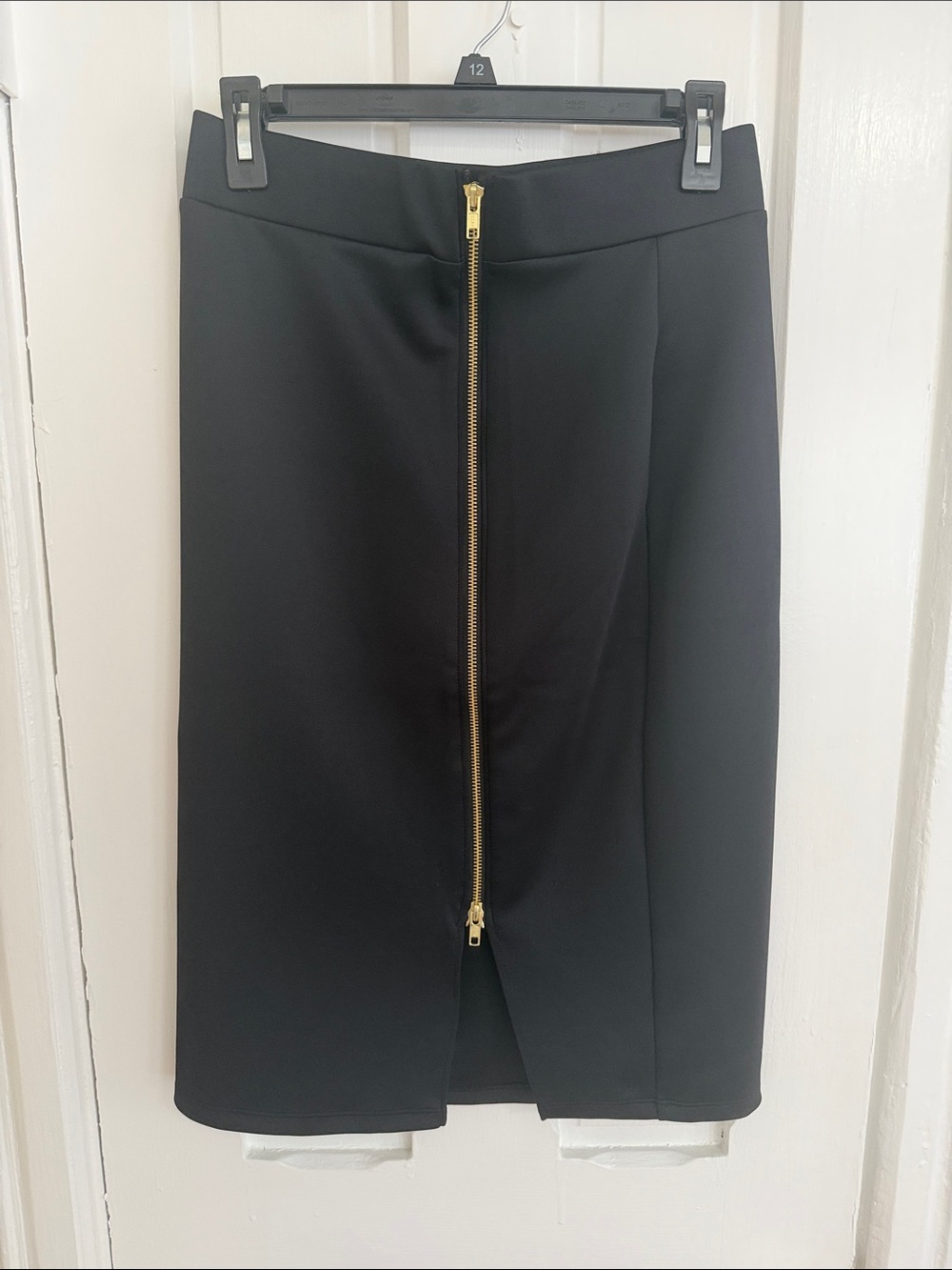 BOLD elements Black Pencil Skirt with Gold Front Zip